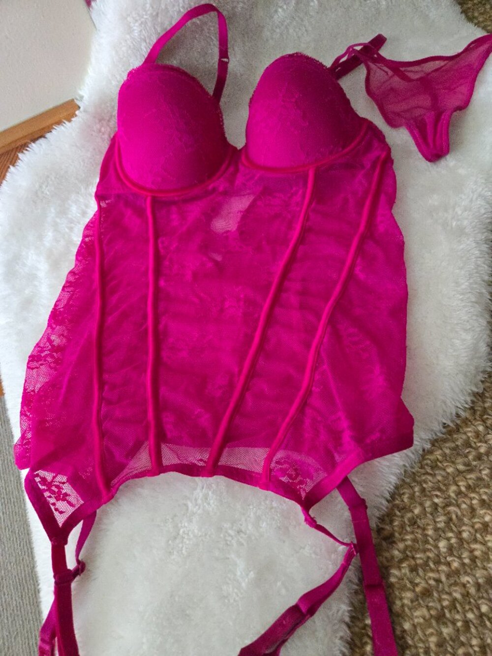 Bright pink lingerie set